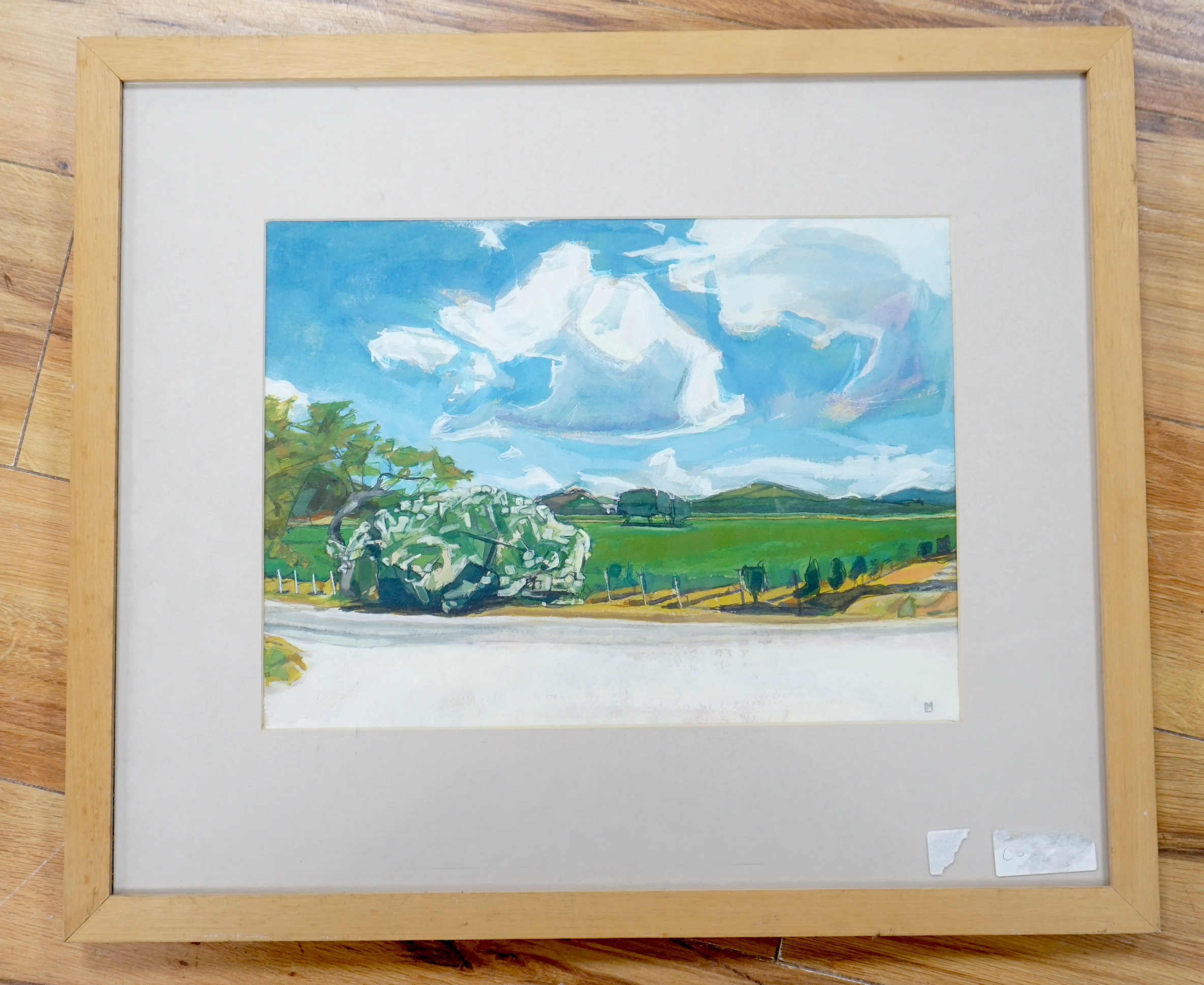 Lisa Micklewright, watercolour, 'View near Bregacon', monogrammed, 26 x 35cm